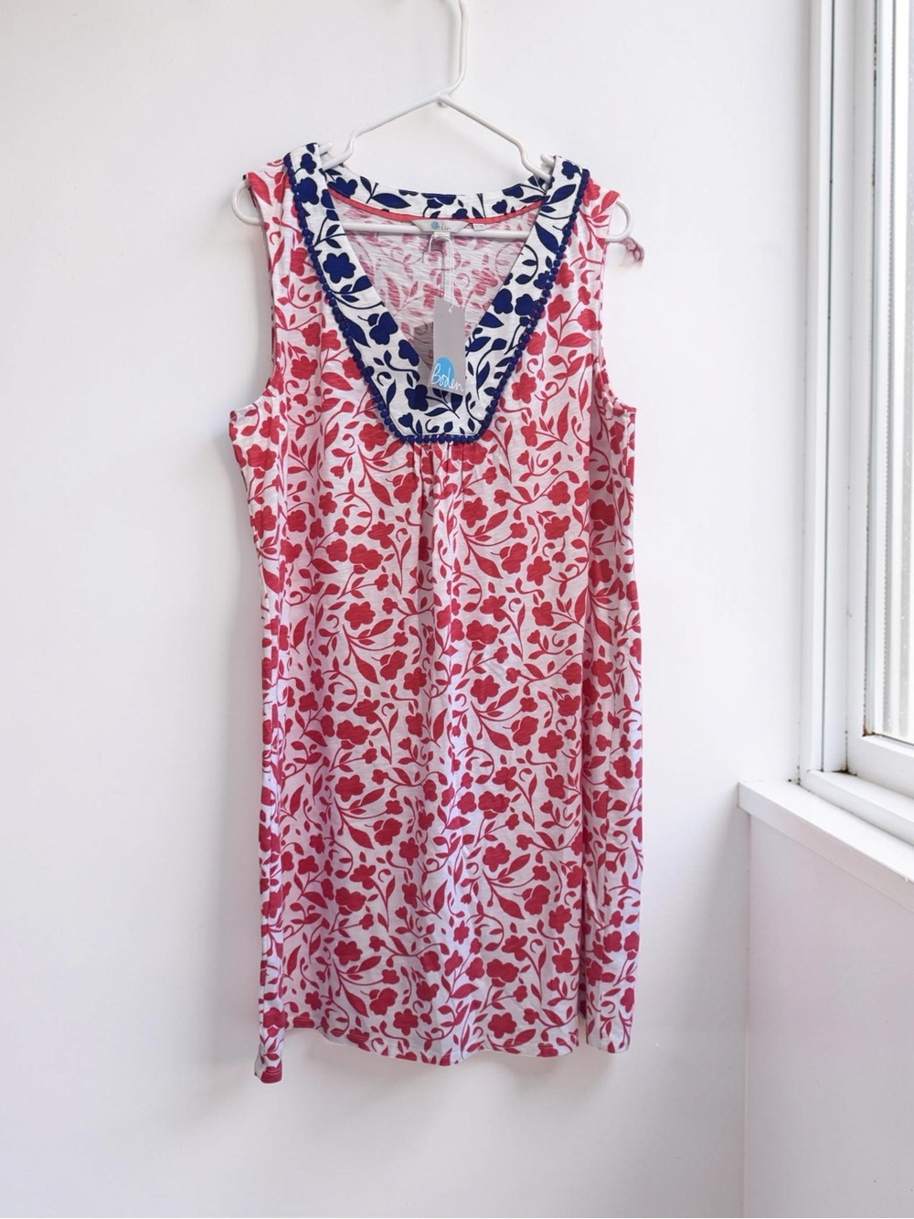 Boden Floral Sleeveless Tunic Top Pink Blue White Size US 16R NWT
